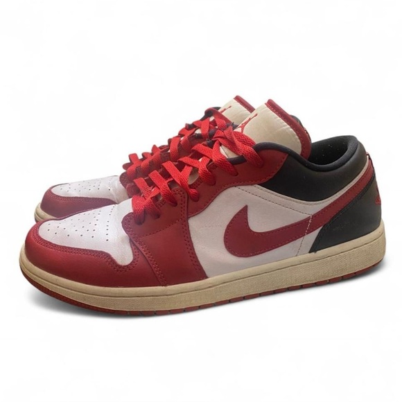 Women’s Nike Air Jordan 1 Low Red and White Sneakers Size 12 - Picture 2 of 6